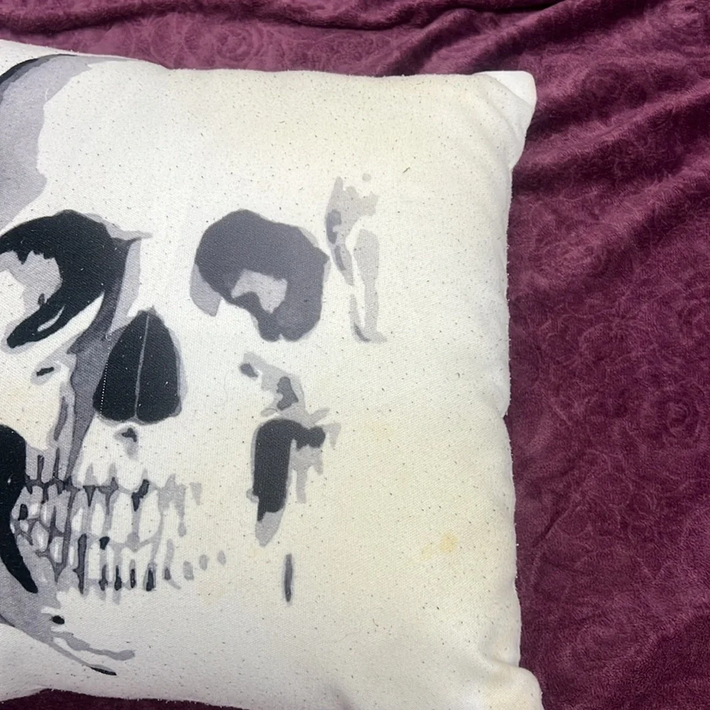 Society6 medium couch skull painting pillow
